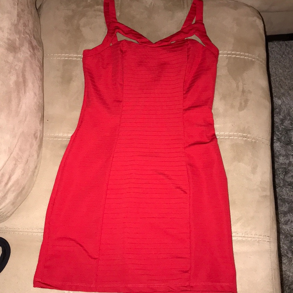 Cute mini red strappy dress